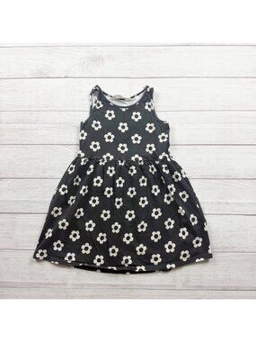 H&M Girls Sleeveless Black White Floral Print Dress 6-8